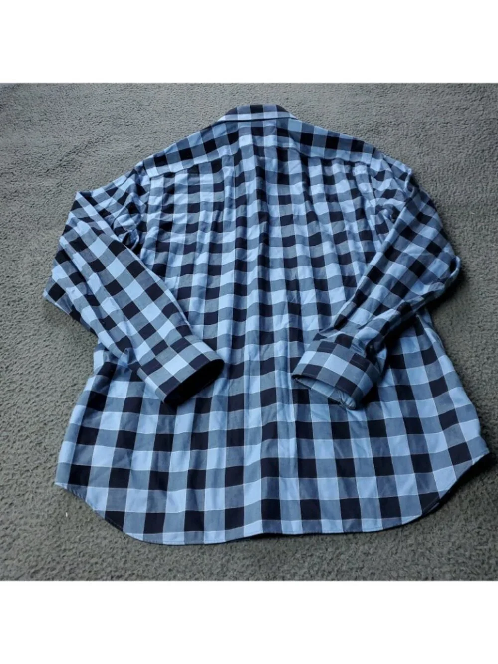 Banana Republic Shirt Mens XL Slim Fit Blue Long Sleeve Plaid Button Non Iron